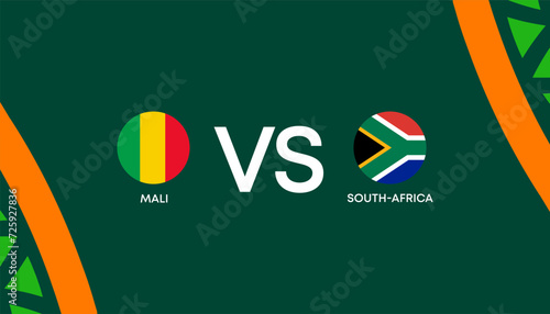 Karachi, Pakistan - march 30, 2023: Africa Cup of Nations Cote d'Ivoire 2023-2024, Mali vs South Africa. Vector Illustration. photo