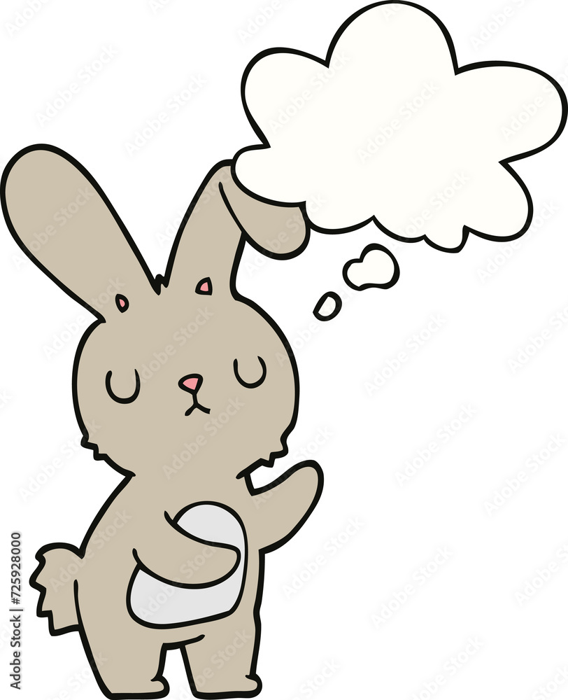 Obraz premium cute cartoon rabbit and thought bubble