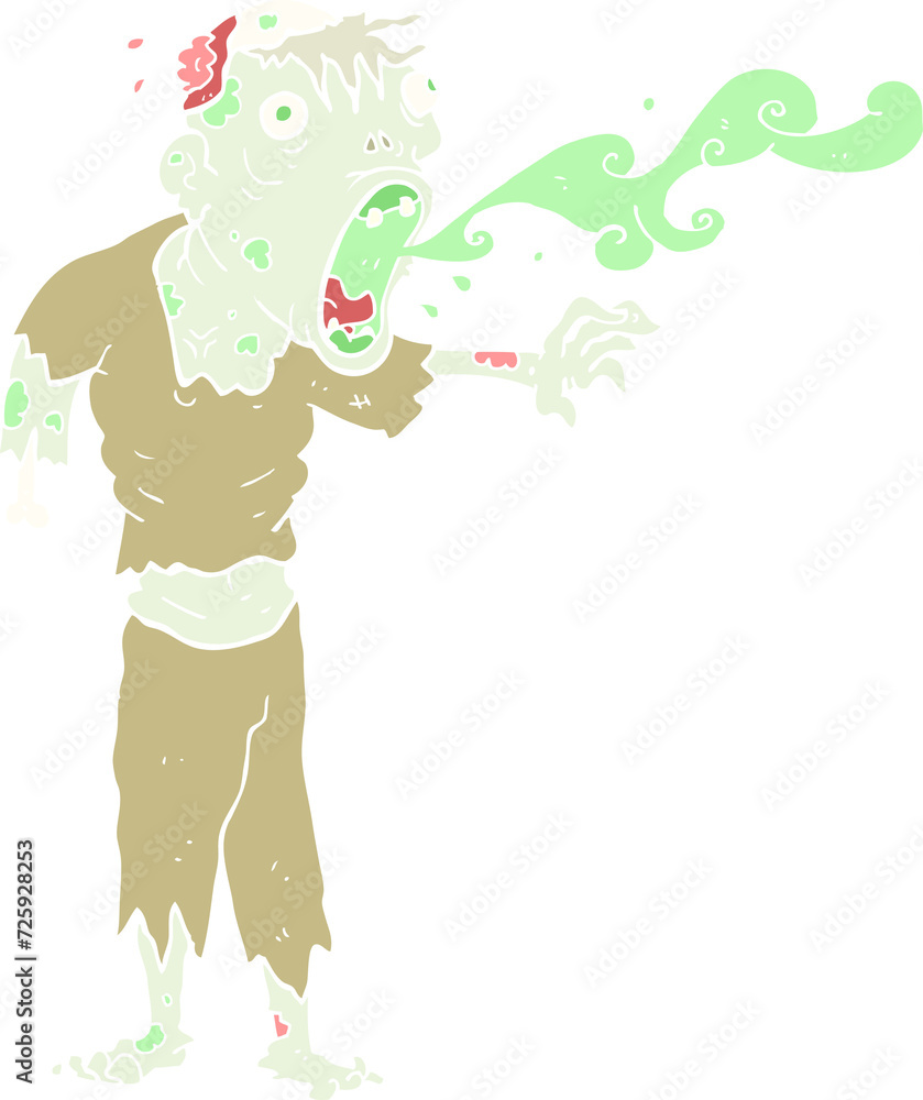 flat color illustration of a cartoon gross zombie flat color illustration of a cartoon gross zombie