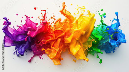 multicolor paint splashes isolated on white background, concept of Belonging Inclusion Diversity Equity DEIB photo