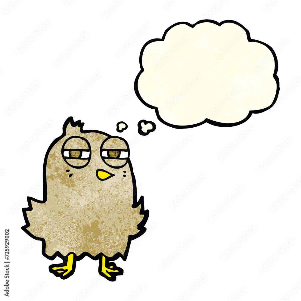 funny cartoon bird with thought bubble funny cartoon bird with thought bubble