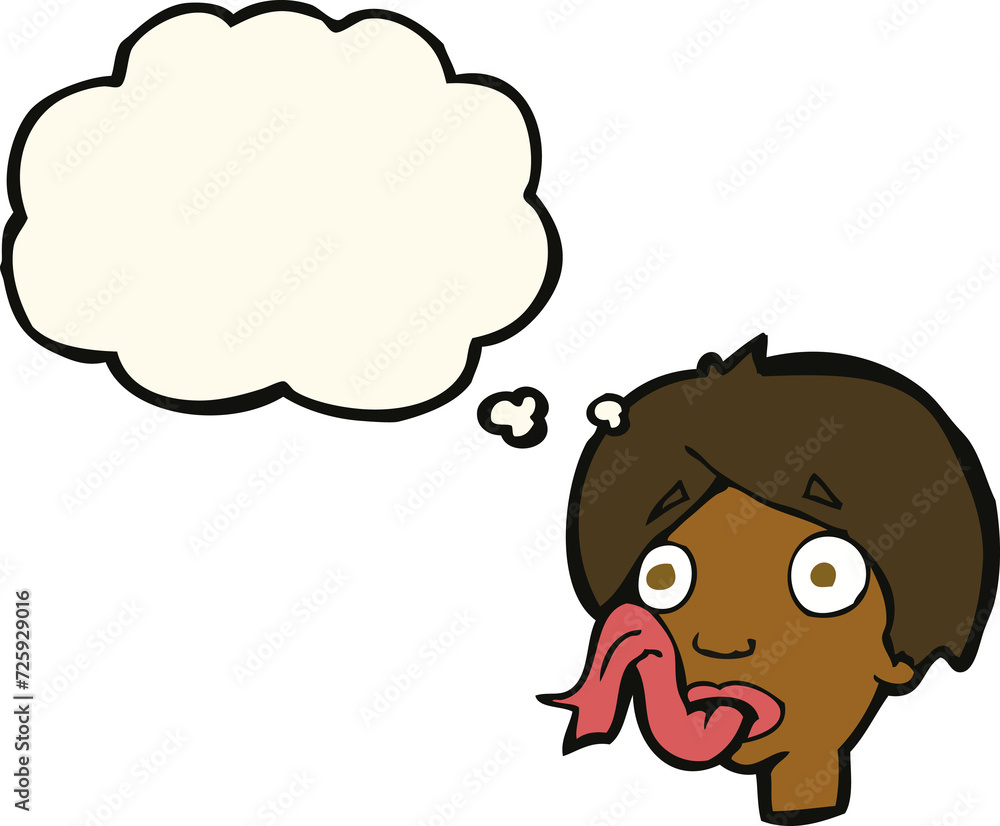 cartoon head sticking out tongue with thought bubble cartoon head sticking out tongue with thought bubble