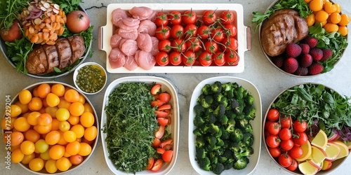 Whole30-Friendly Feast! Lean Proteins, Veggies, Fruits, and Healthy Fats - A Balanced and Nutritious Meal - Tempting and Wholesome - Soft Natural Light 