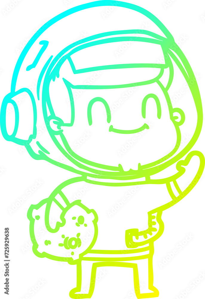 cold gradient line drawing happy cartoon astronaut man cold gradient line drawing happy cartoon astronaut man
