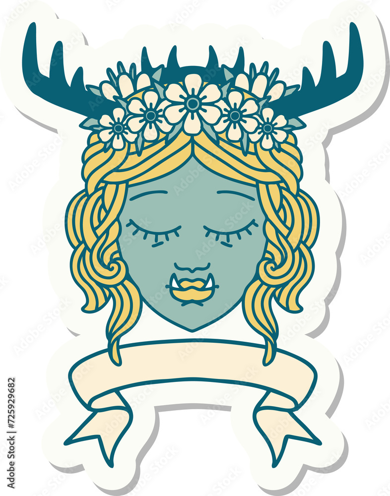 orc druid character face with banner sticker orc druid character face with banner sticker
