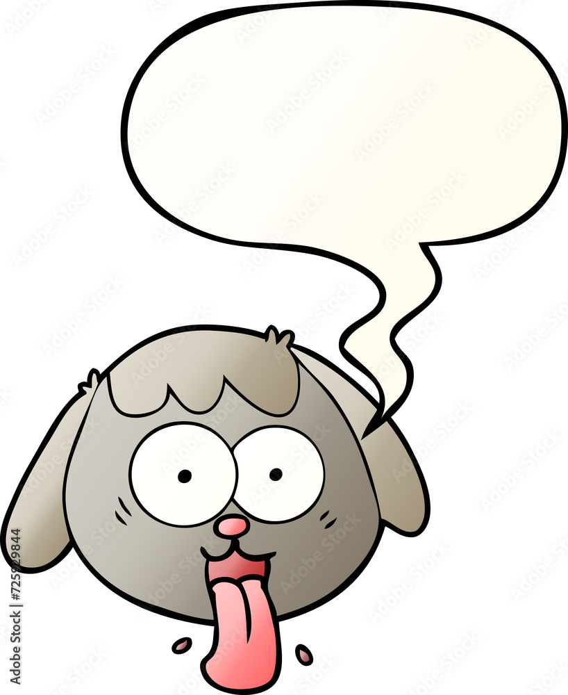 cartoon dog face panting and speech bubble in smooth gradient style cartoon dog face panting and speech bubble in smooth gradient style