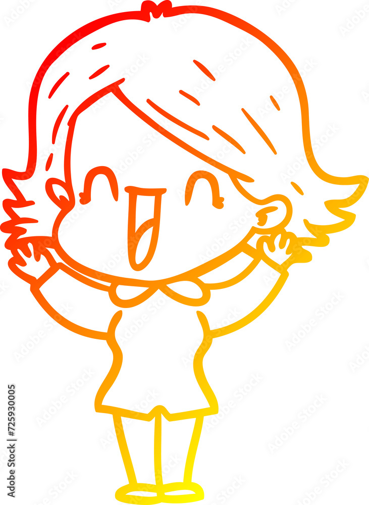 warm gradient line drawing cartoon happy woman warm gradient line drawing cartoon happy woman
