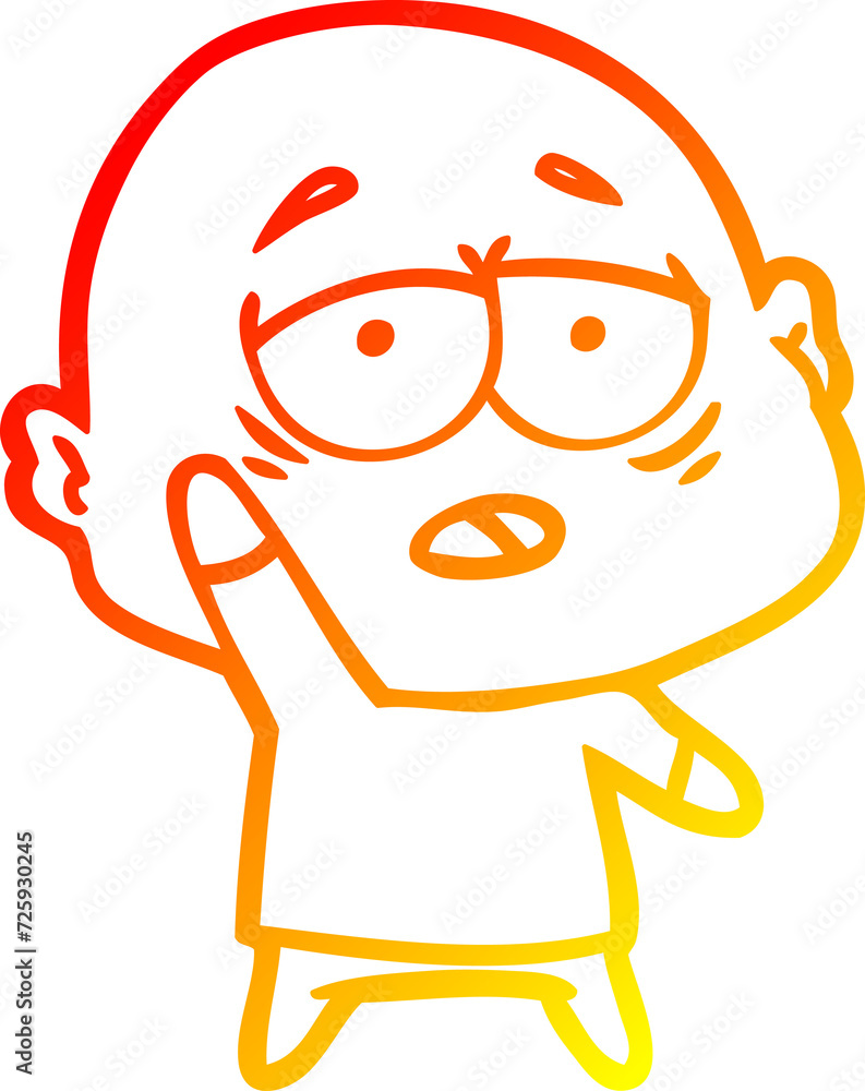 warm gradient line drawing cartoon tired bald man warm gradient line drawing cartoon tired bald man
