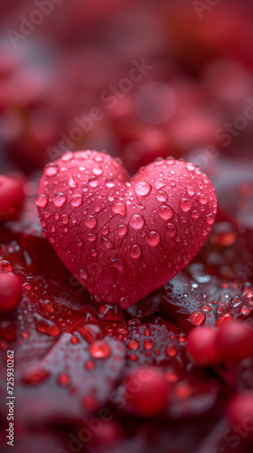 Red heart shaped confetti. AI generated art illustration.