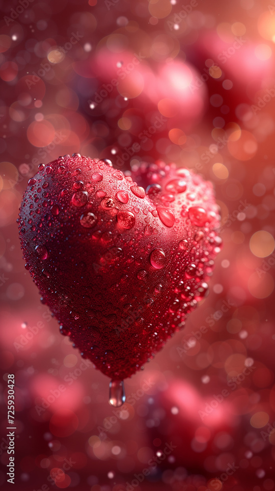 Red heart shaped confetti. AI generated art illustration. Red heart shaped confetti. AI generated art illustration.