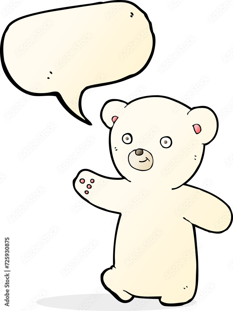 cartoon polar bear cub with speech bubble