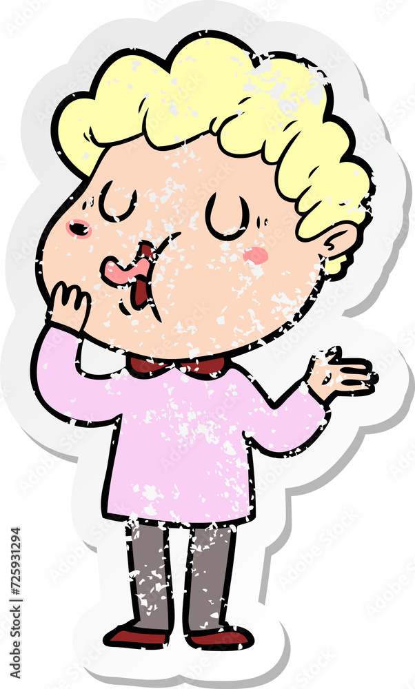 Fototapeta premium distressed sticker of a cartoon man singing