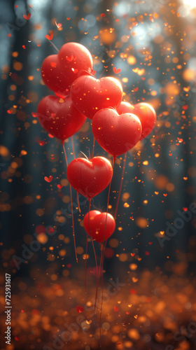 Wallpaper Mural Red heart shaped confetti. AI generated art illustration. Torontodigital.ca