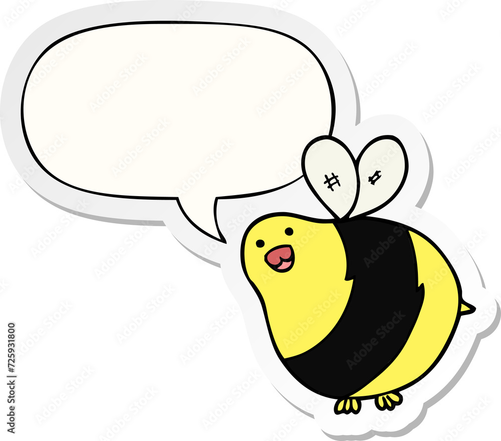 cartoon bee and speech bubble sticker cartoon bee and speech bubble sticker