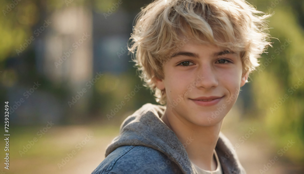 Young Blonde Man with Warm Smile and Grey Eyes - Headshot Portrait under Soft Light Young Blonde Man with Warm Smile and Grey Eyes - Headshot Portrait under Soft Light