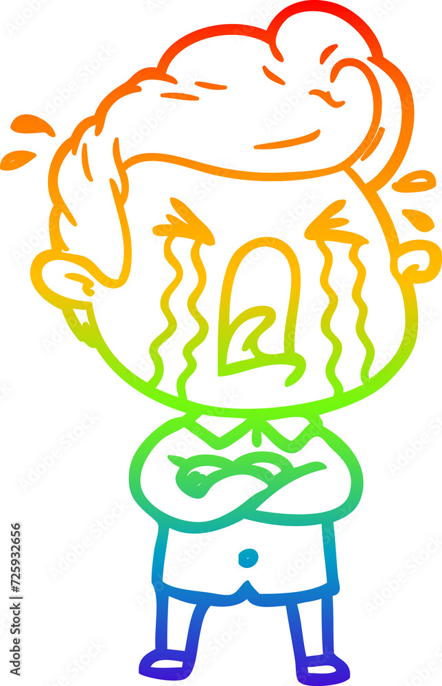 rainbow gradient line drawing cartoon crying man rainbow gradient line drawing cartoon crying man
