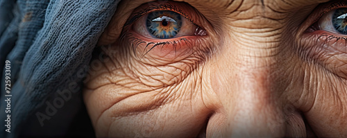 old senior woman wrinksenior eye detail. woman wrinkles detailles and eye detail. amazing close up. photo