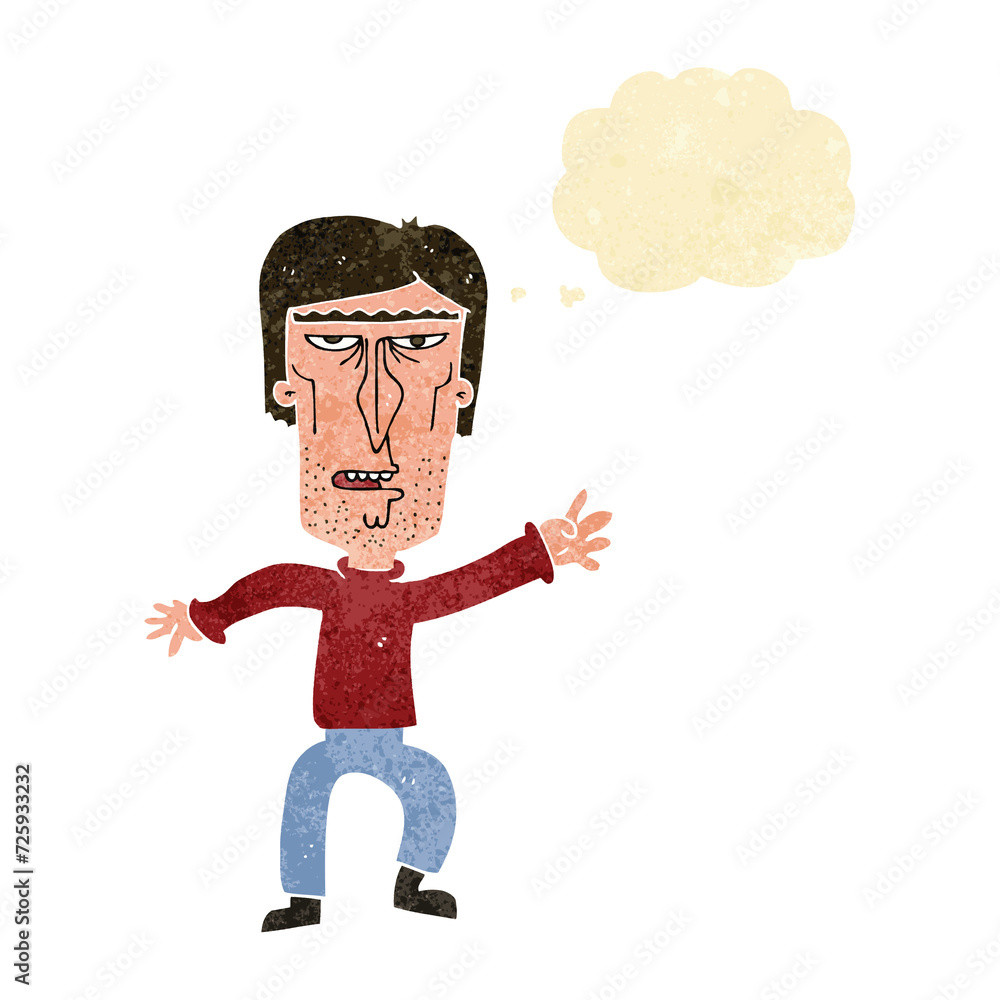 Fototapeta premium cartoon angry man waving warning with thought bubble