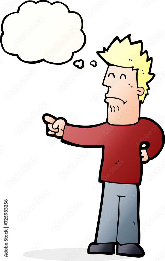 cartoon man pointing with thought bubble cartoon man pointing with thought bubble
