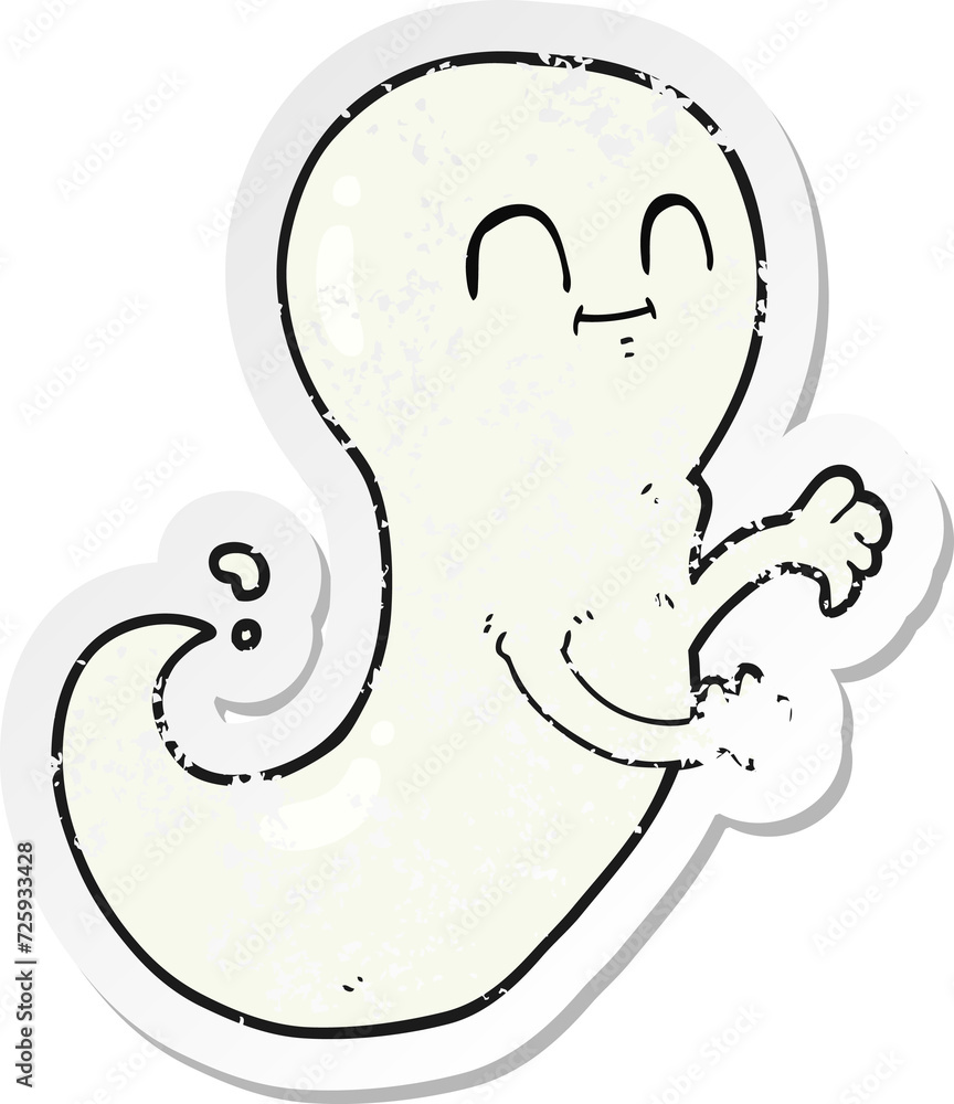retro distressed sticker of a cartoon ghost retro distressed sticker of a cartoon ghost
