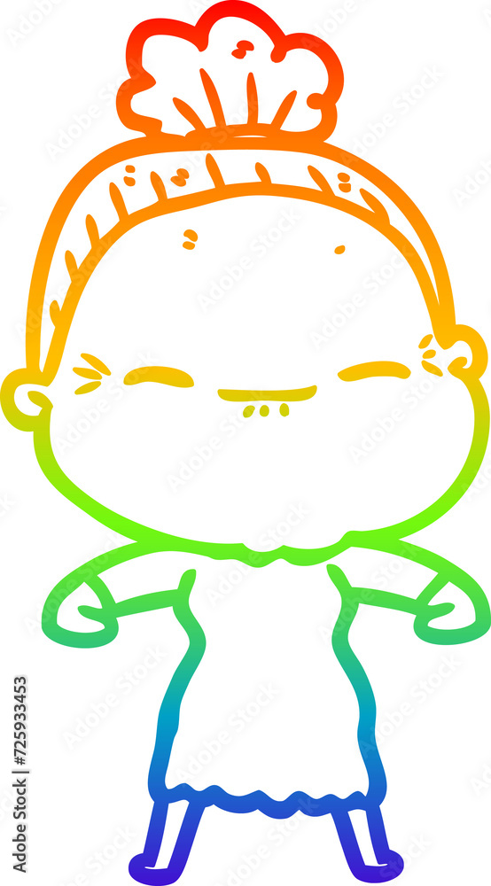 rainbow gradient line drawing cartoon peaceful old woman rainbow gradient line drawing cartoon peaceful old woman