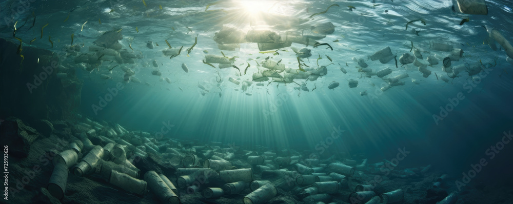 Pollution concept. Lot of plastic bottles or garbage in lake. Pollution concept. Lot of plastic bottles or garbage in lake.