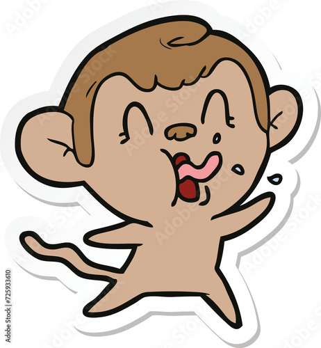 sticker of a crazy cartoon monkey