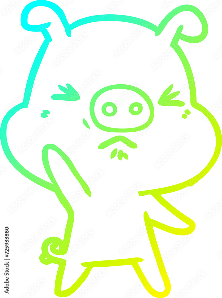 cold gradient line drawing cartoon angry pig cold gradient line drawing cartoon angry pig