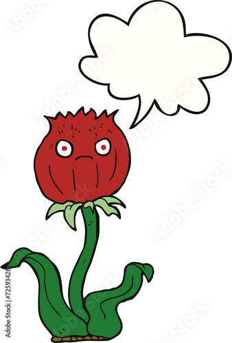 cartoon thistle and speech bubble