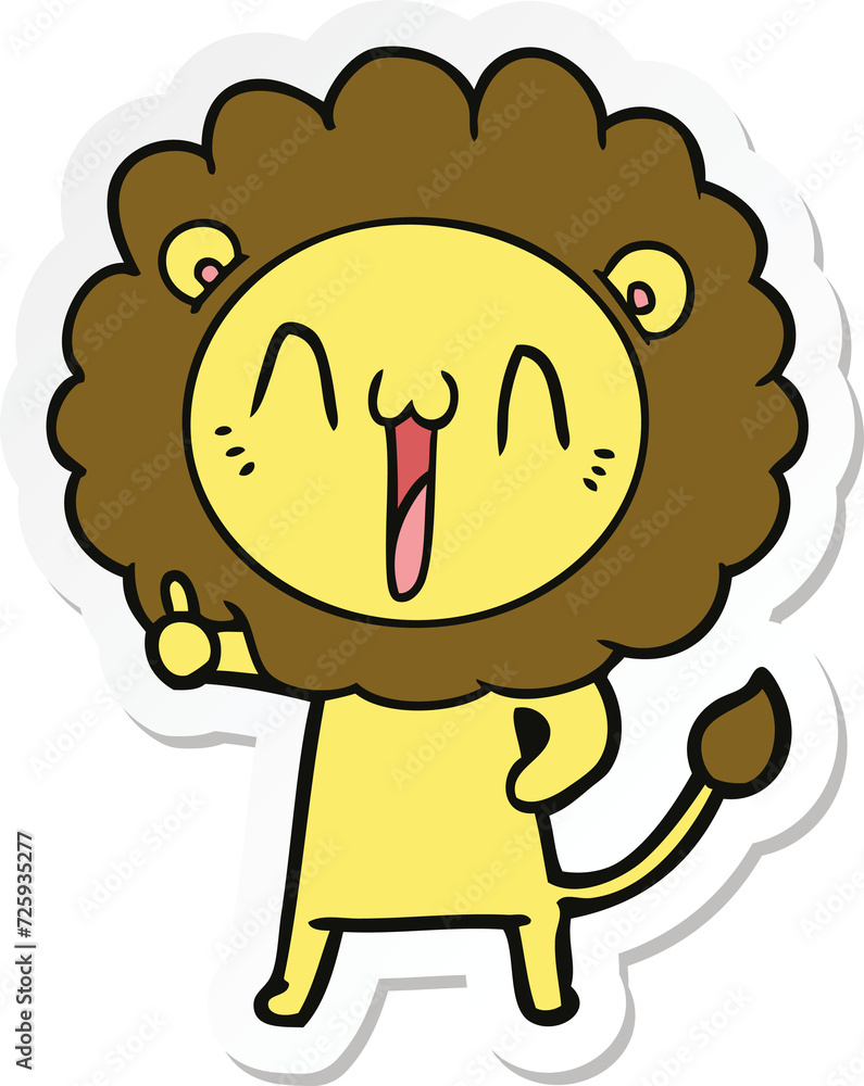 sticker of a happy cartoon lion sticker of a happy cartoon lion