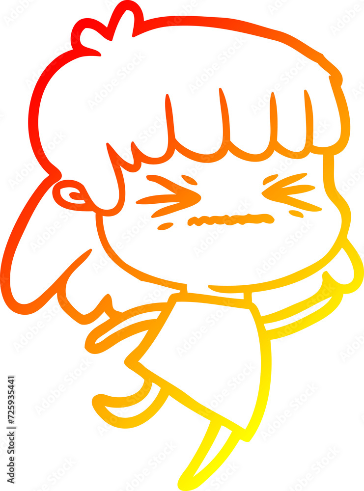 warm gradient line drawing cartoon woman warm gradient line drawing cartoon woman