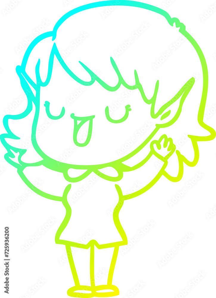 cold gradient line drawing cartoon elf girl cold gradient line drawing cartoon elf girl