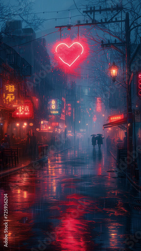 Red heart shaped confetti. AI generated art illustration.