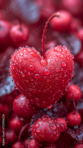 Red heart shaped confetti. AI generated art illustration.