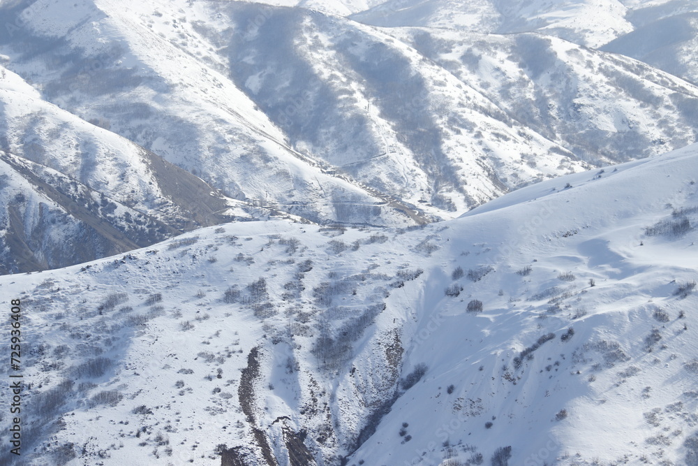 winter landscape and architectural structures in nature