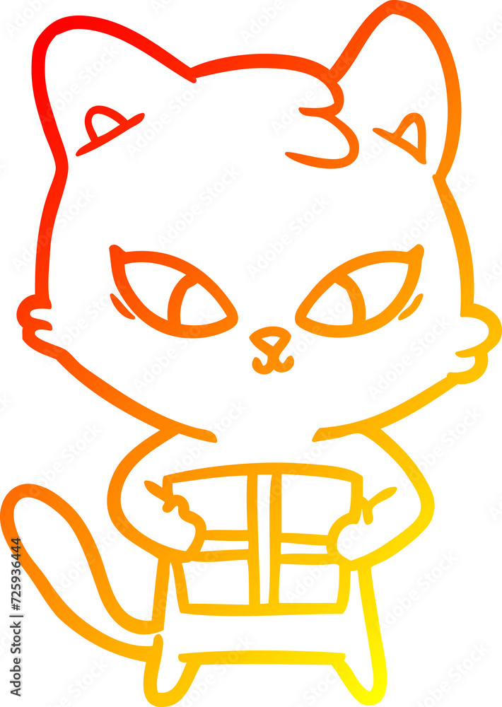 warm gradient line drawing cute cartoon cat warm gradient line drawing cute cartoon cat