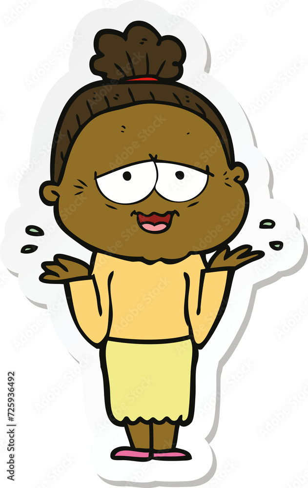 sticker of a cartoon happy old lady