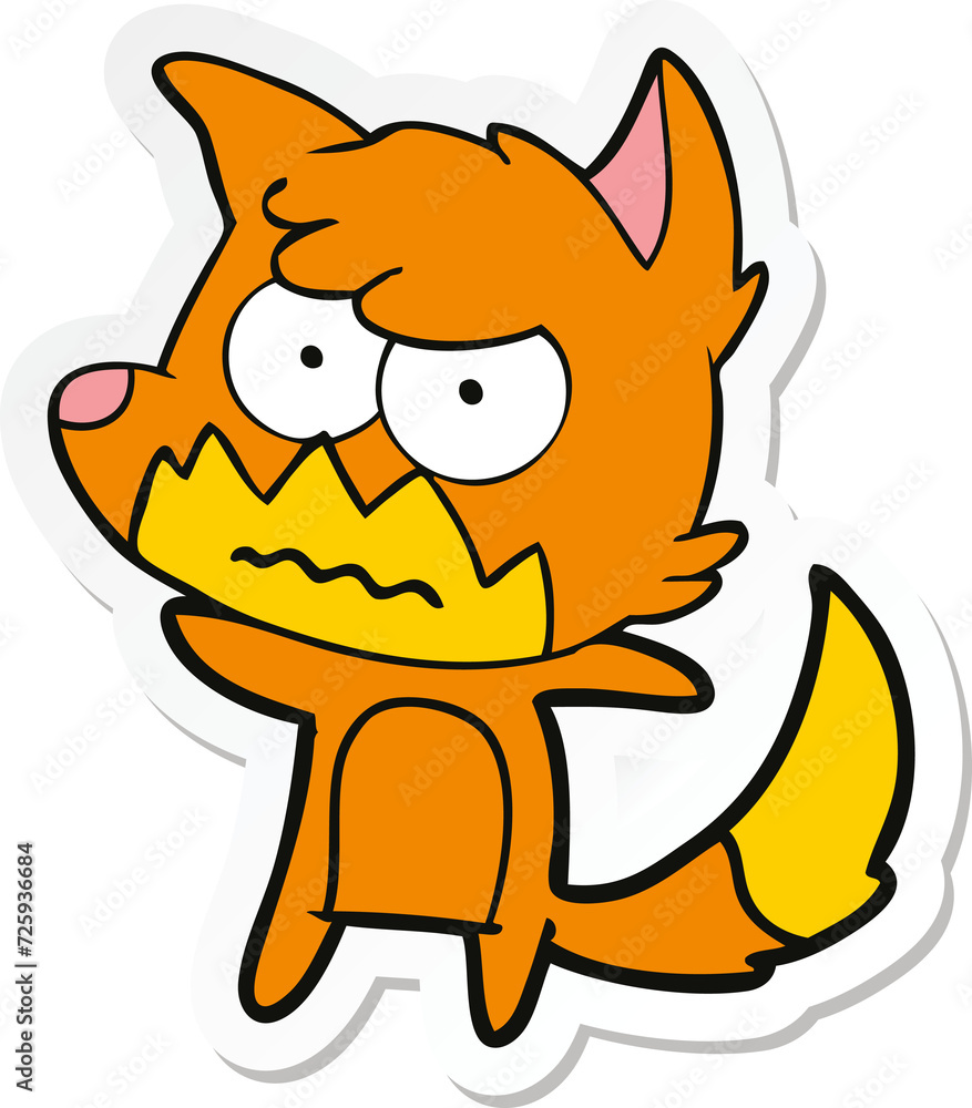 sticker of a cartoon annoyed fox sticker of a cartoon annoyed fox