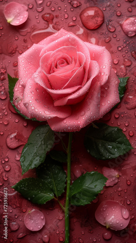 Red heart shaped confetti. AI generated art illustration.