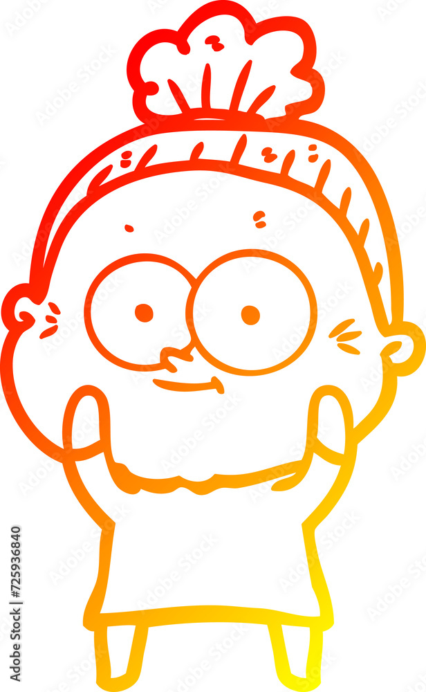 warm gradient line drawing cartoon happy old woman warm gradient line drawing cartoon happy old woman