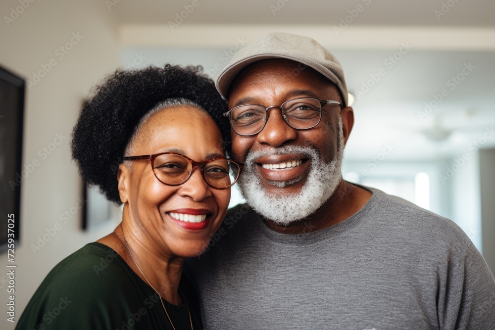 Smiling portrait of a middle aged african couple