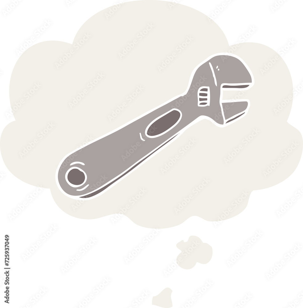 cartoon spanner and thought bubble in retro style cartoon spanner and thought bubble in retro style