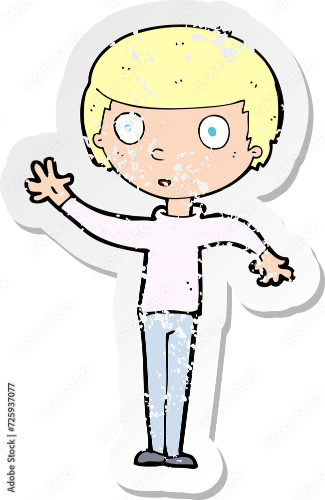retro distressed sticker of a cartoon doodle retro distressed sticker of a cartoon doodle