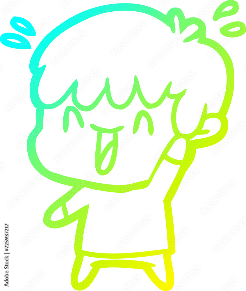 cold gradient line drawing cartoon laughing boy cold gradient line drawing cartoon laughing boy