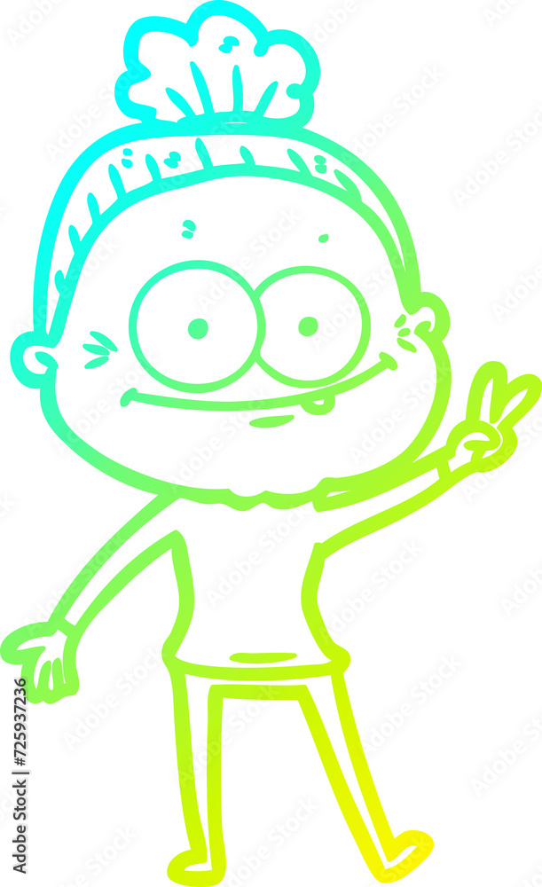 cold gradient line drawing cartoon happy old woman cold gradient line drawing cartoon happy old woman