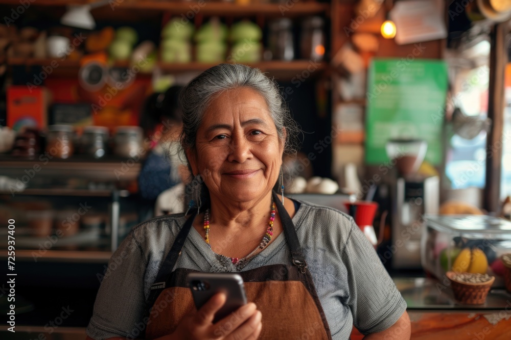 Smiling portrait of a mature female hispanic small business owner Smiling portrait of a mature female hispanic small business owner