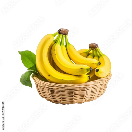 banana in the basket isolated on transparent background