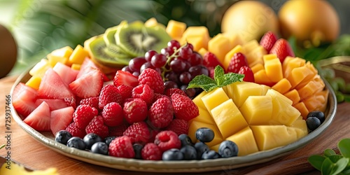 Fruitful Bliss - Tropical Fruit Symphony - Exotic Palette - Nature's Art on a Plate