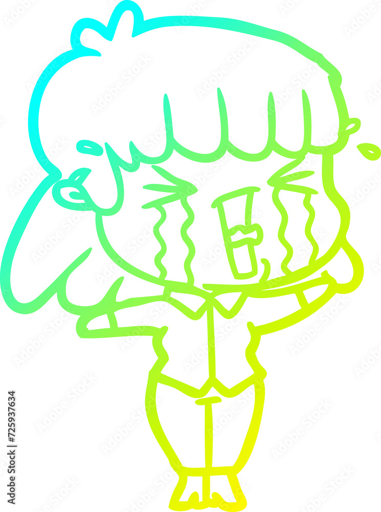 cold gradient line drawing cartoon woman in tears cold gradient line drawing cartoon woman in tears