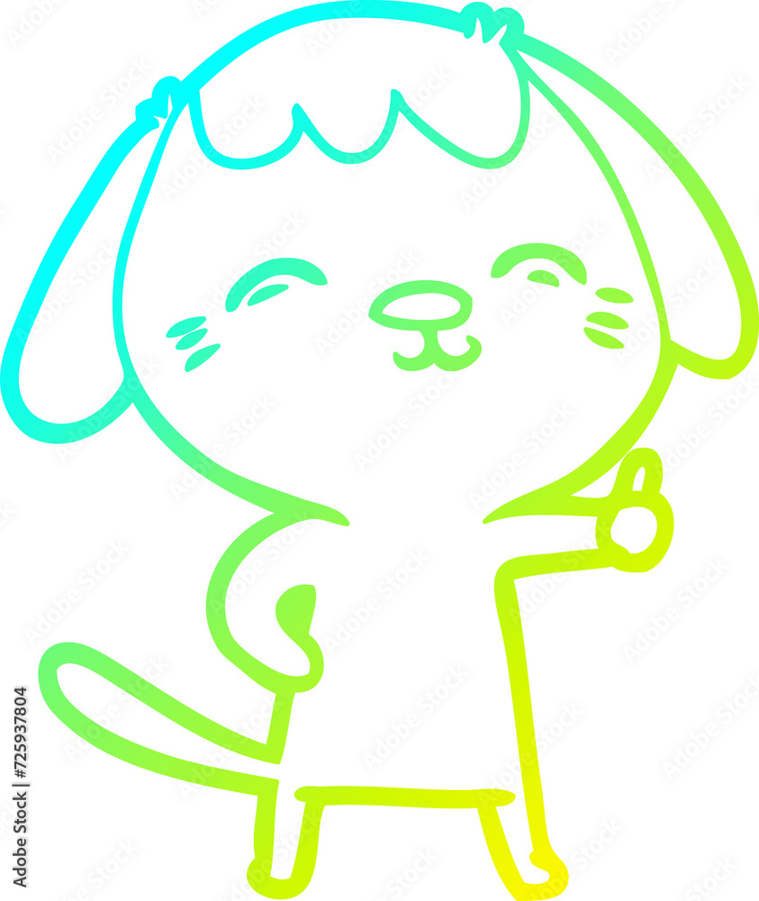 cold gradient line drawing happy cartoon dog giving thumbs up sign cold gradient line drawing happy cartoon dog giving thumbs up sign